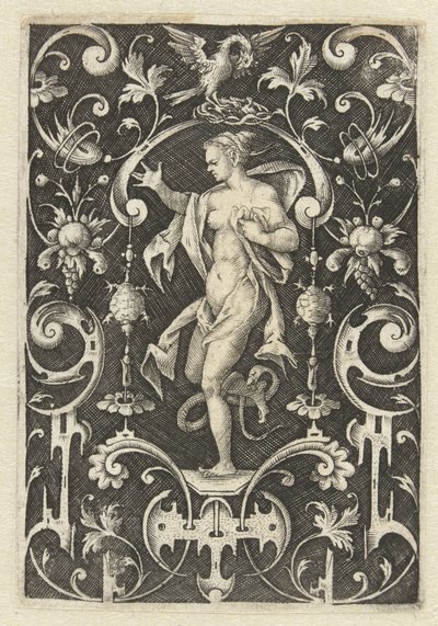 Decorazione piatta con il Senso (Personificazioni dei cinque sensi, circondate da grottesche con animali e frutti) da Anonymous