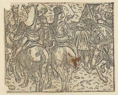Donna con cavaliere a cavallo da Anonymous