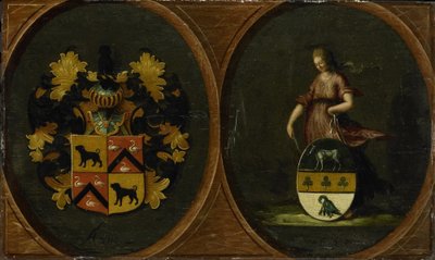 Tavola araldica con gli stemmi della coppia Pieter Courten e Hortensia del Prado, 1625 da Anonymous
