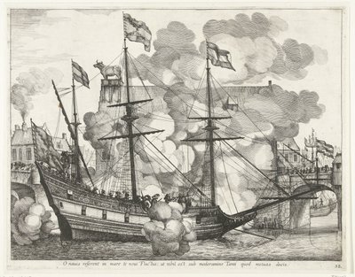 Nave a vela, verso destra; ingresso di Ferdinando a Gand nel 1635 da Anonymous