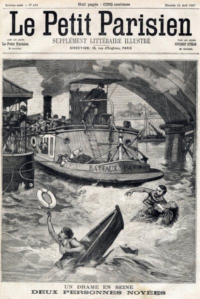 Incidente nella Senna: due persone in una barca affondata. In "Le Petit Parisien", 25/04/1897 da Anonymous Anonymous