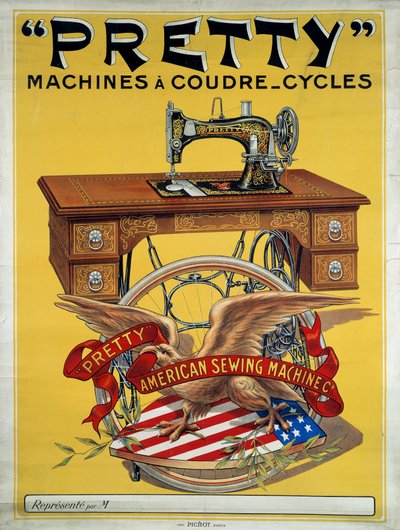 Manifesto pubblicitario per la macchina da cucire americana "Pretty", XX secolo. Collezione privata. da Anonymous Anonymous