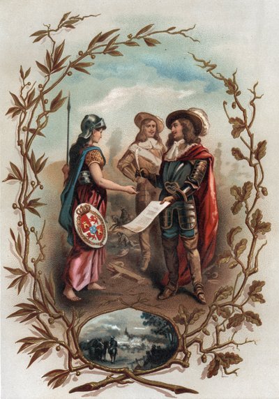 Allegoria relativa al Trattato di Aquisgrana. Firmato il 2 maggio 1668 tra Francia e Spagna, pose fine alla Guerra di Devoluzione e diede le Fiandre alla Francia. Cromolitografia in “Turenne; sa vie, les institutions militaires de son temps” (1884) di Jule da Anonymous Anonymous