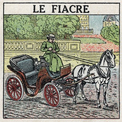 Trazione animale: il fiacre. Illustrazione anonima del 1925. Collezione privata. da Anonymous Anonymous