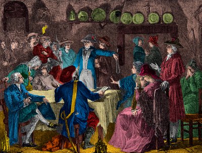 Arresto del re Luigi XVI e della famiglia reale a Varennes nel 1791, Incisione, Collezione privata da Anonymous Anonymous