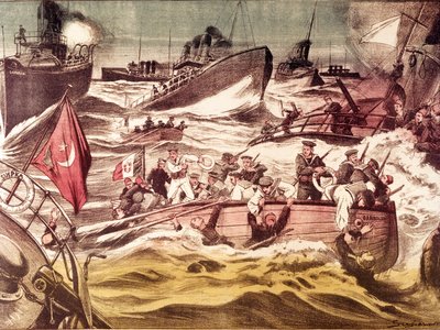 Battaglia di Kunfuda: battaglia navale combattuta il 7 e 8 gennaio 1912, durante la guerra italo-turca (1911-1912), nel Mar Rosso, davanti al porto di Kunfuda, Arabia Saudita da Anonymous Anonymous