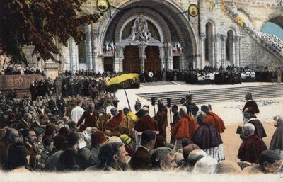 Benedizione dei malati davanti al rosario a Lourdes - Hautes Pyrenees (65) intorno al 1900. da Anonymous Anonymous