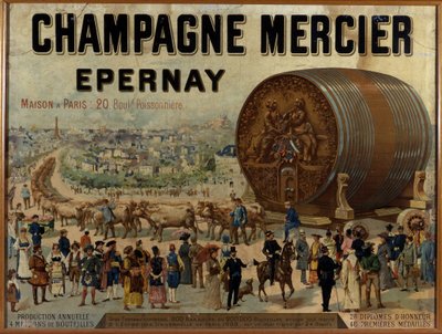 Grande botte di champagne esposta all