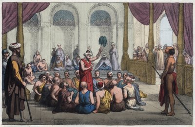 Brahmini che cantano le lodi al dio Rama - incisione da “Usi e Costumi di Tutti i Popoli dell