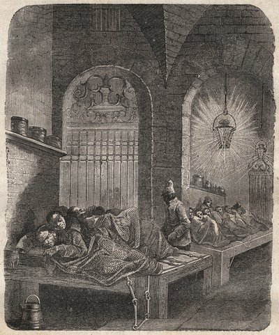 Il Bagne di Brest di notte. Incisione in "Histoire des bagnes depuis leur création à nos jours" (1877) di Pierre Zaccone (1817-1895). Collezione privata. da Anonymous Anonymous