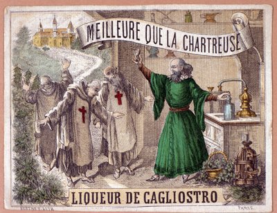 Liquore Cagliostro ottenuto dalla distillazione di erbe aromatiche dai monaci da Anonymous Anonymous