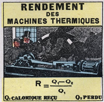 Calorimetria: efficienza delle macchine termiche. Illustrazione anonima del 1925. Collezione privata da Anonymous Anonymous