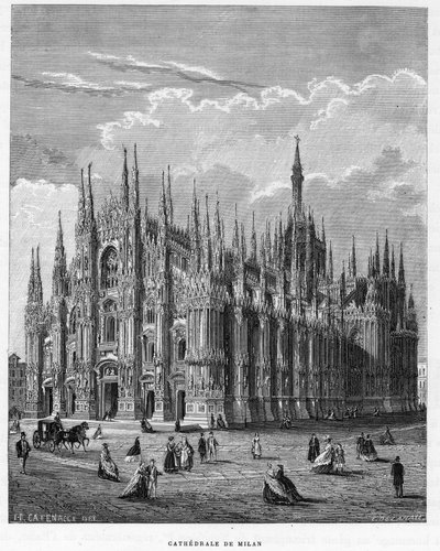 Cattedrale di Milano (Duomo, Milano), Italia. Incisione del 1859 in "Le gallerie d
