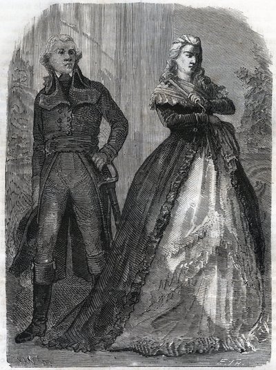 Charles Francois du Perier dit Dumouriez (1739-1823), generale francese con la regina Maria Antonietta (1755-1793). Incisione del 1866 in “Histoire de la Revolution francaise” di Adolphe Thiers. Collezione privata. da Anonymous Anonymous