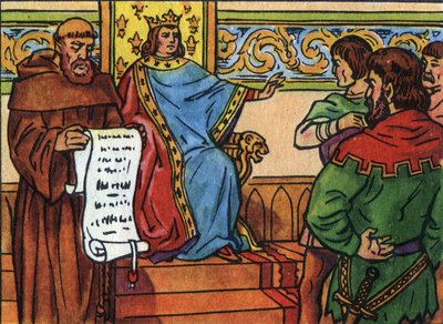 Carlo IV il Bello (1294-1328) impone la sua volontà ai signori. Illustrazione anonima in "Collection des souverains et chefs d