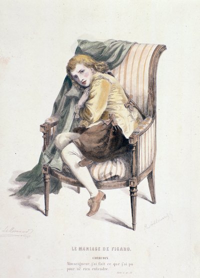 Cherubino personaggio ne Le nozze di Figaro, opera di Mozart (1837) da Anonymous Anonymous