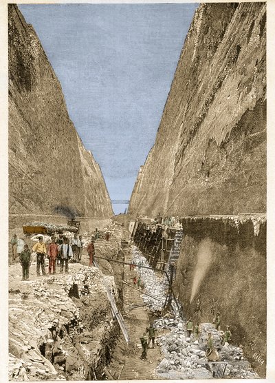 Costruzione del Canale di Corinto 1893 - incisione da Anonymous Anonymous