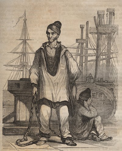 Condanne a vita al Bagne di Rochefort nel XIX secolo. Incisione in "Histoire des bagnes depuis leur création à nos jours" (1877) di Pierre Zaccone (1817-1895). Colonia penale da Anonymous Anonymous