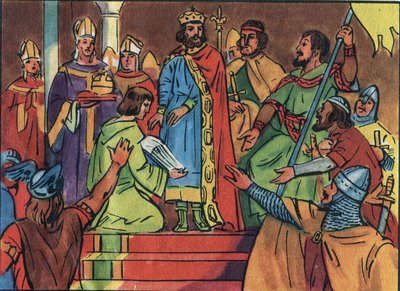 Incoronazione di Ugo Capeto (941-996) a Noyon nel 987, da Adalberone (ca. 925-990), arcivescovo di Reims. Questa incoronazione segnò l
