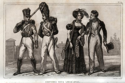 Costumi sotto Luigi XVIII. Incisione del 1859 in 