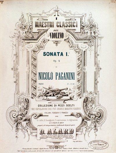 Copertina della partitura musicale di Sonata 1, op 2 di N Paganini da Anonymous Anonymous
