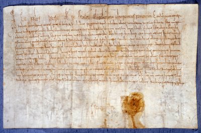 Donazione di re Carlo Magno (Carlo I, Carlo il Grande o Carolus Magnus) (742-814) dei domini di Luzarches e Mussy all