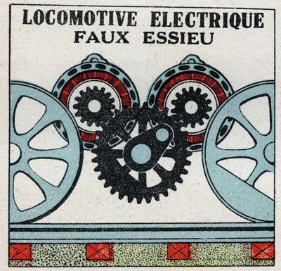 Ferrovie elettriche: falso asse di una locomotiva elettrica. Illustrazione anonima del 1925. Collezione privata. da Anonymous Anonymous