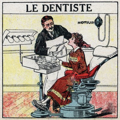 Strumenti elettrici: il dentista. Illustrazione anonima del 1925. Collezione privata. da Anonymous Anonymous