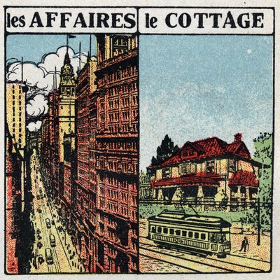 Tram elettrici: linea del tram in città (a sinistra) e in campagna (a destra). Illustrazione anonima del 1925. Collezione privata. da Anonymous Anonymous