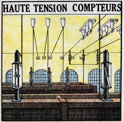 Linee elettriche: misuratori ad alta tensione. Illustrazione anonima del 1925. Collezione privata. da Anonymous Anonymous