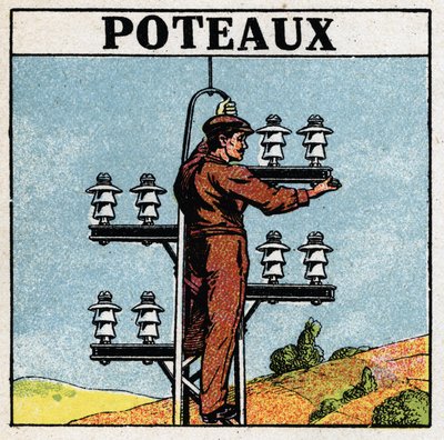 Tubi elettrici: pali elettrici. Illustrazione anonima del 1925. Collezione privata. da Anonymous Anonymous