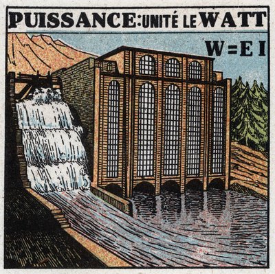 Unità elettriche: Watt per misurare la potenza elettrica. Illustrazione anonima del 1925. Collezione privata. da Anonymous Anonymous