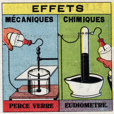 Elettrochimica: effetti delle scintille elettriche. Uso di un eudiometro. Illustrazione anonima del 1925. Collezione privata. da Anonymous Anonymous