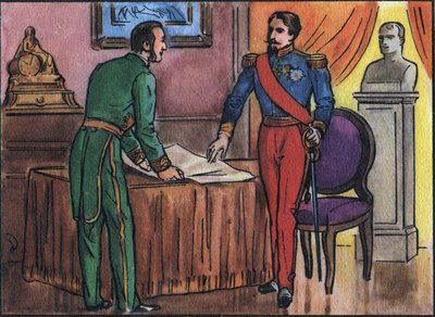 Imperatore Napoleone III (1808-1873) con il Barone Georges Haussmann (1809-1891). Illustrazione anonima in “Collection des souverains et chefs d