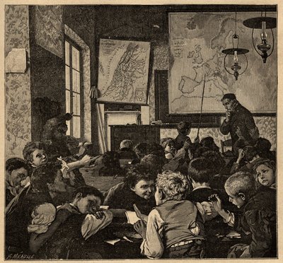 Fine della lezione - scuola - incisione del 1890 da Anonymous Anonymous