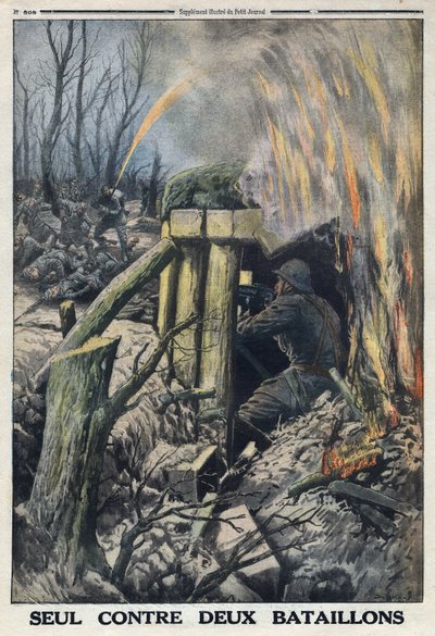 Prima Guerra Mondiale 1914-1918. Un ufficiale francese combatte da solo contro due battaglioni dell
