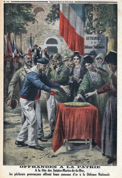 Prima Guerra Mondiale 1914-1918. Alla festa delle Saintes Maries de la Mer i marinai offrirono alla nazione gli anelli d