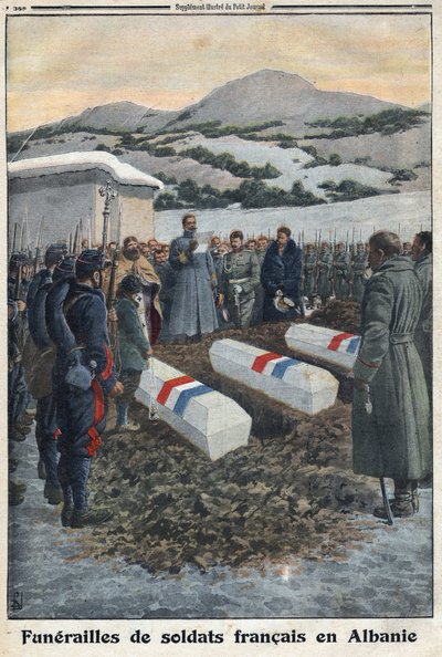 Prima Guerra Mondiale 1914-1918. Funerale di soldati francesi in Albania. In "Le Petite Journal" da Anonymous Anonymous