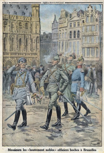 Prima Guerra Mondiale 1914-1918. Gli ufficiali tedeschi a Bruxelles rappresentati come 