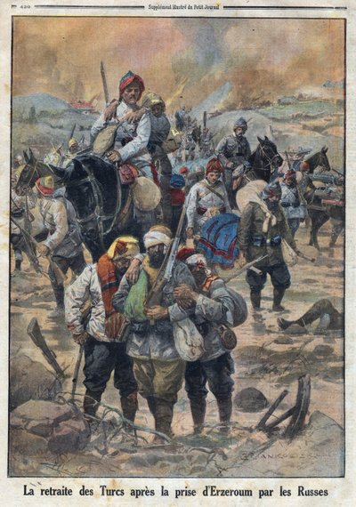 Prima Guerra Mondiale 1914-1918. La ritirata dei turchi dopo che i russi presero Erzerum. In 