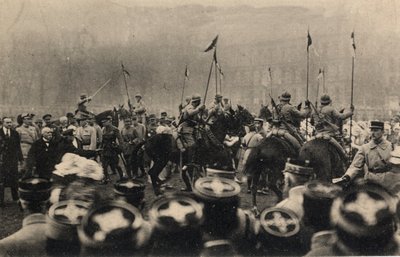 Prima Guerra Mondiale 1914-1918: visita del presidente francese Raymond Poincare (1860-1934) e del presidente del consiglio, Georges Clemenceau (1841-1929) a Metz l