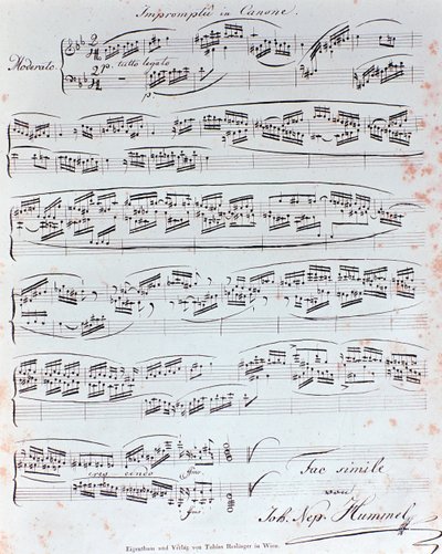 Prima pagina del metodo per pianoforte di J N Hummel (XIX secolo) da Anonymous Anonymous