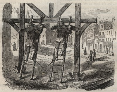 Forzati falegnami al bagno penale di Tolone nel XIX secolo. Incisione in “Histoire des bagnes depuis leur création à nos jours” (1877) di Pierre Zaccone. Collezione privata. da Anonymous Anonymous