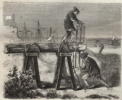 Forzati segantini del penitenziario Saint-Laurent a Cayenna (Guyana francese) nel XIX secolo. Incisione in “Histoire des bagnes depuis leur création à nos jours” (1877) di Pierre Zaccone. Collezione privata. da Anonymous Anonymous