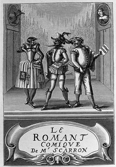 Frontespizio del libro "Il Romanzo Comico" di Paul Scarron (1610-1660), scrittore francese. Incisione del XVIII secolo. da Anonymous Anonymous