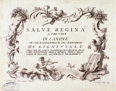 Frontespizio di una partitura musicale dell