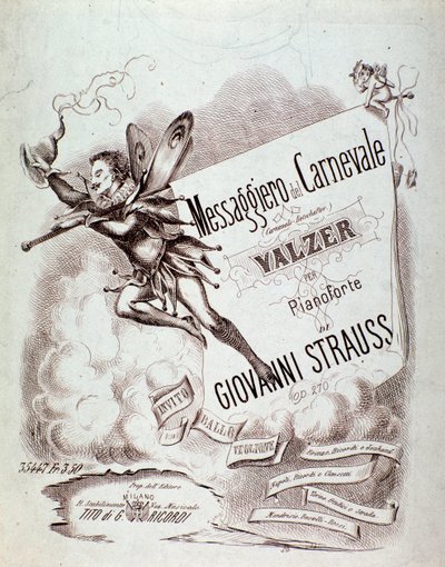 Frontespizio della partitura musicale di Carnevals-Botschafter (op 270) di Johann Strauss da Anonymous Anonymous