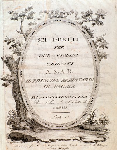 Frontespizio della partitura musicale di Sei duetti per due violini di Rolla da Anonymous Anonymous