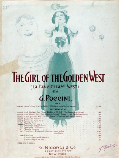 Frontespizio della partitura musicale de La fanciulla del West di Puccini da Anonymous Anonymous