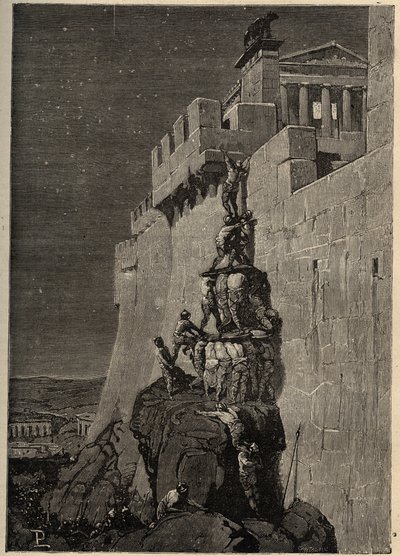 I Galli tentano di conquistare il Campidoglio (390 a.C.) - Le oche salvano il Campidoglio romano dagli invasori galli - incisione del 1890 da Anonymous Anonymous